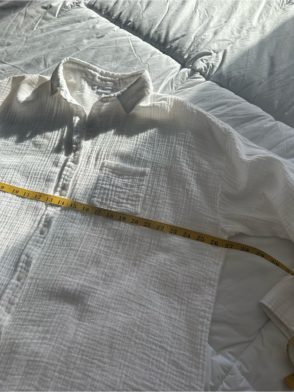 Sea Level Australia White Button-Down Cotton Gauze Shirt, size large - Picture 8 of 14